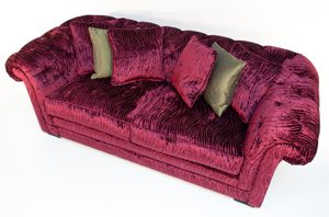 Parker and Farr Bogart Sofa In Cerise Sculptured Velvet 2